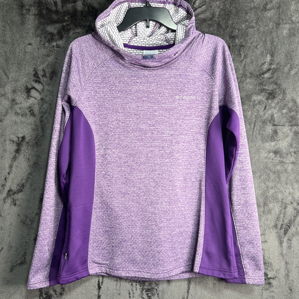 Columbia Jacket‎ Cowl Neck Pullover LG Waffle Knit  Omni-Wick Purple